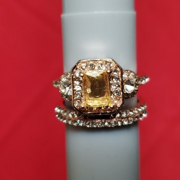 NEW 18K Rose Gold  Morganite 2 Piece Ring Set - Picture 6 of 13